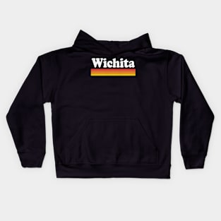 Wichita, Kansas - KS Retro Sunset and Text Kids Hoodie